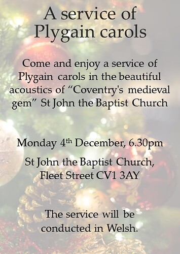 Plygain flyer for SSIW